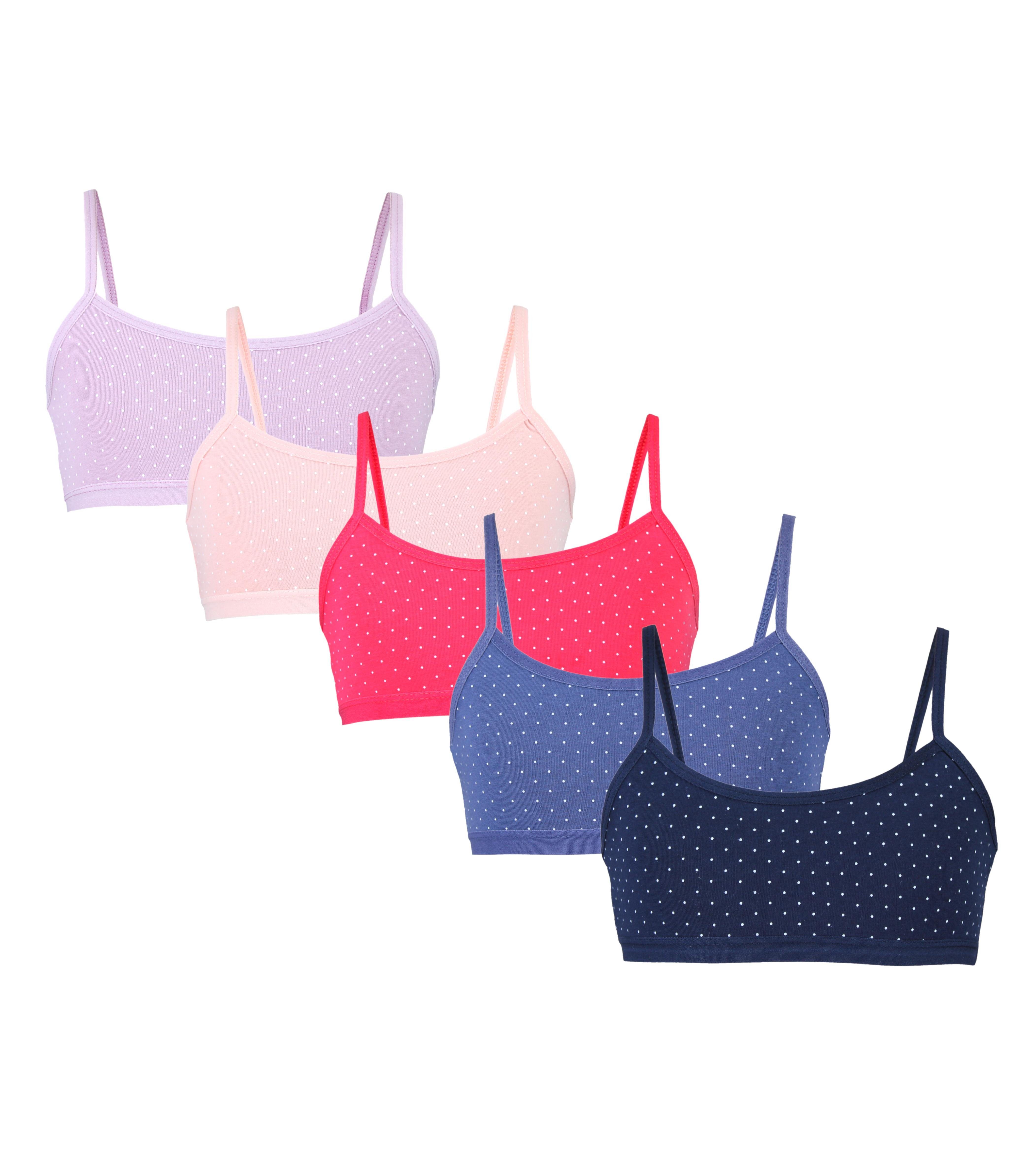 4er Pack Mädchen Bustier Mit Spaghettiträger - Baumwolle, Nahtlos, Mit Abnehmbaren Polstern, Für Sport & Alltag